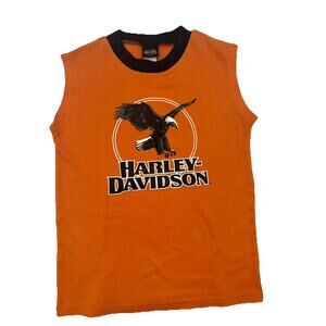 Harley-Davidson Little Boys' Soaring Eagle Sleeveless Muscle Tee - Orange 12/14